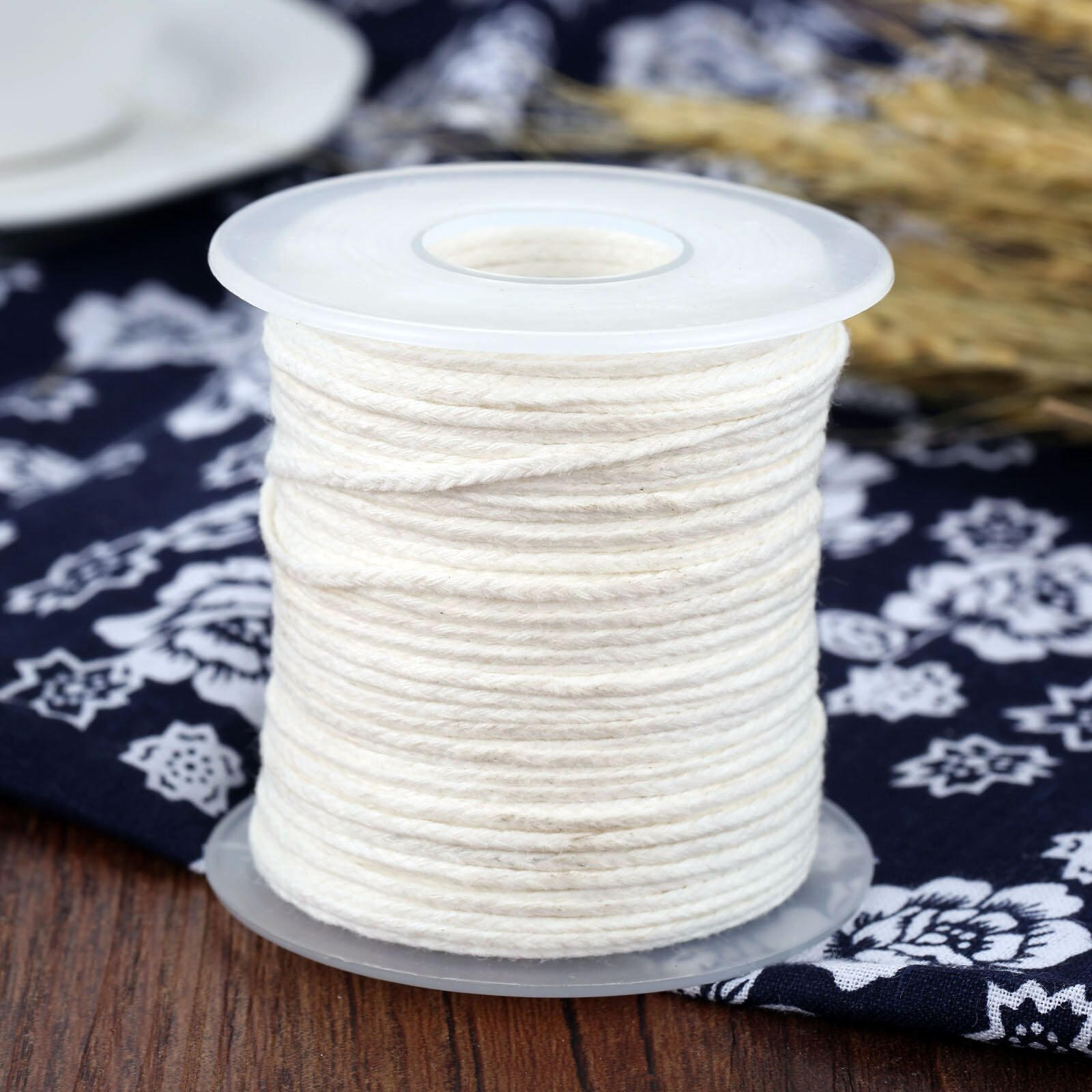 Bobina de vela cuadrada para hacer velas, rollo de hilo de algodón sin encerar, 61m X 2mm, 1 rollo