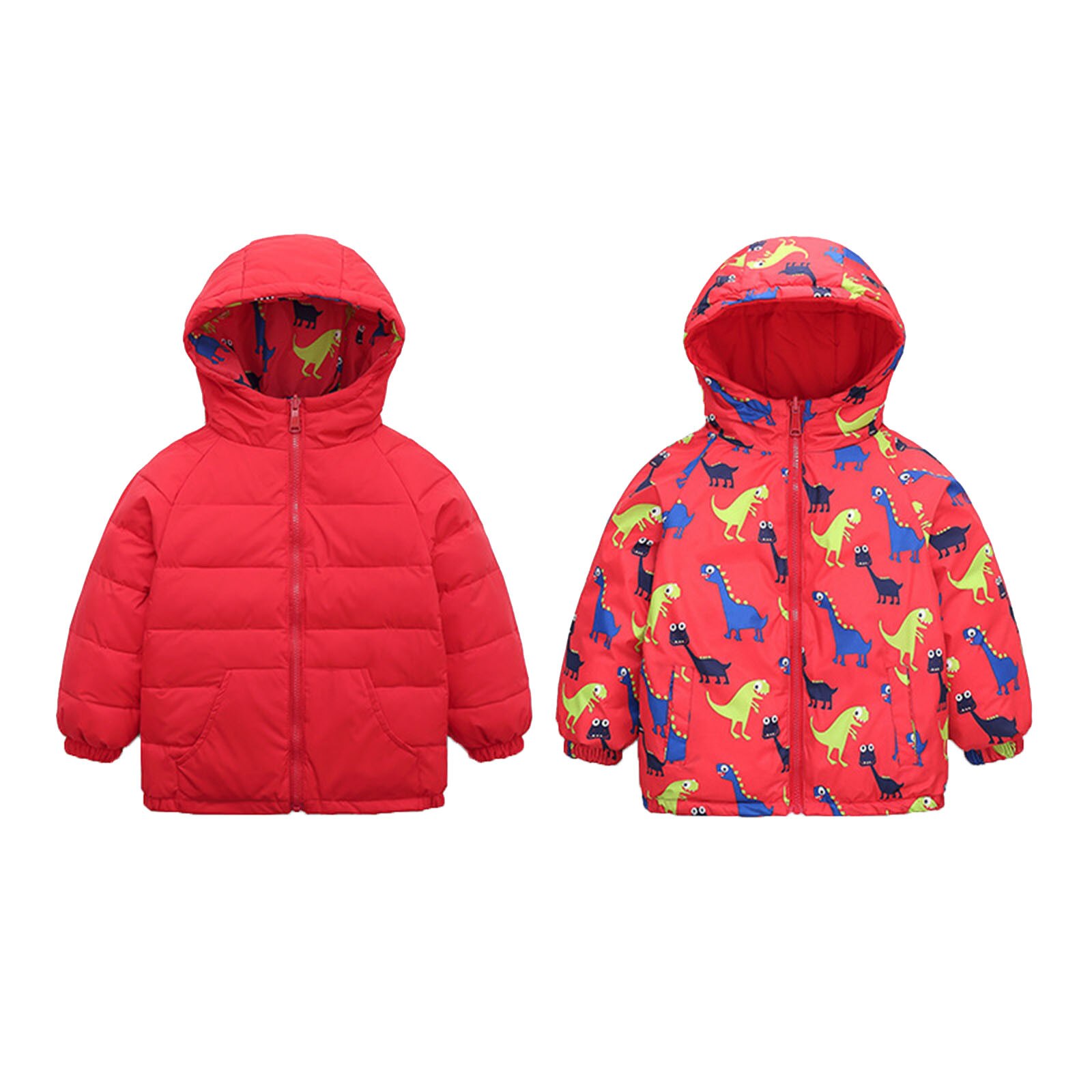 Kids Winterjas Jongen Meisje Cartoon Hooded Warme Dikke Winter Jas Uitloper Snowsuit Одежда Для Девочек Comfortabele Kleding: Rood / 130