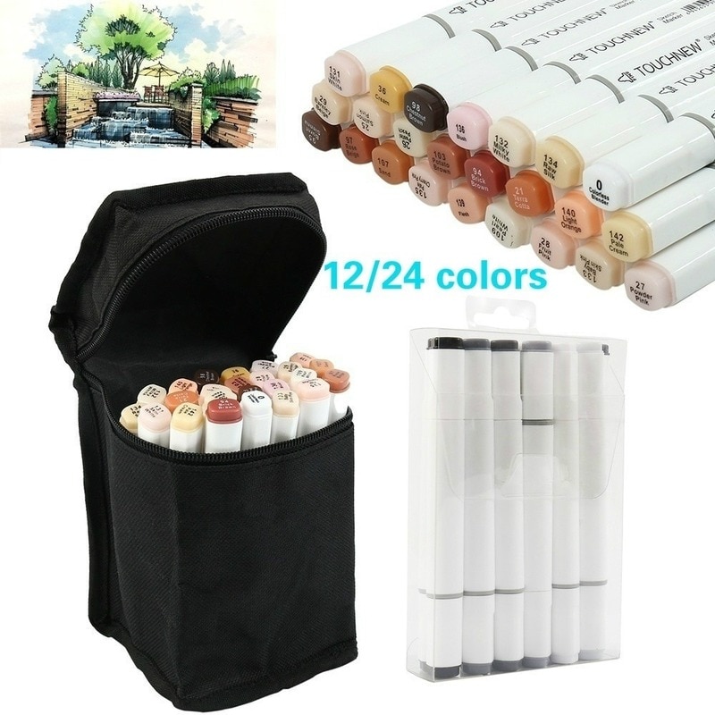 TOUCHNEW 12/24 kolory szary/skóra zestaw Sztuka markery artysta znacznik Blendable alkohol pisak robić szkicowania dla portretu ilustracja rysunek