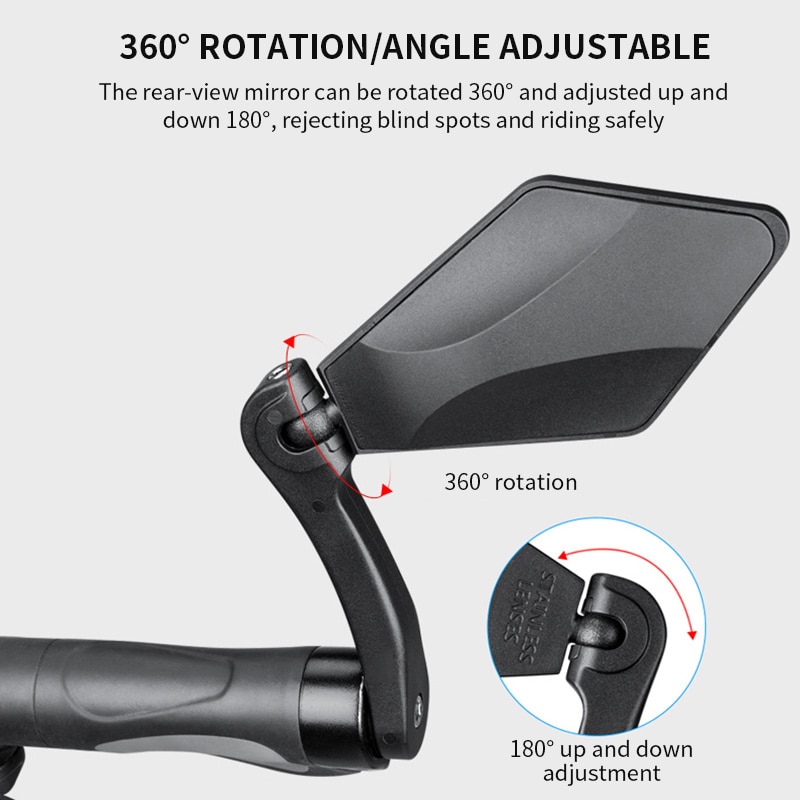 Bicycle Rearview Mirror Adjustable Stainless Steel Mirror Mountain Bike Folding Rearview Mirror Stylish Rotatable Cycling
