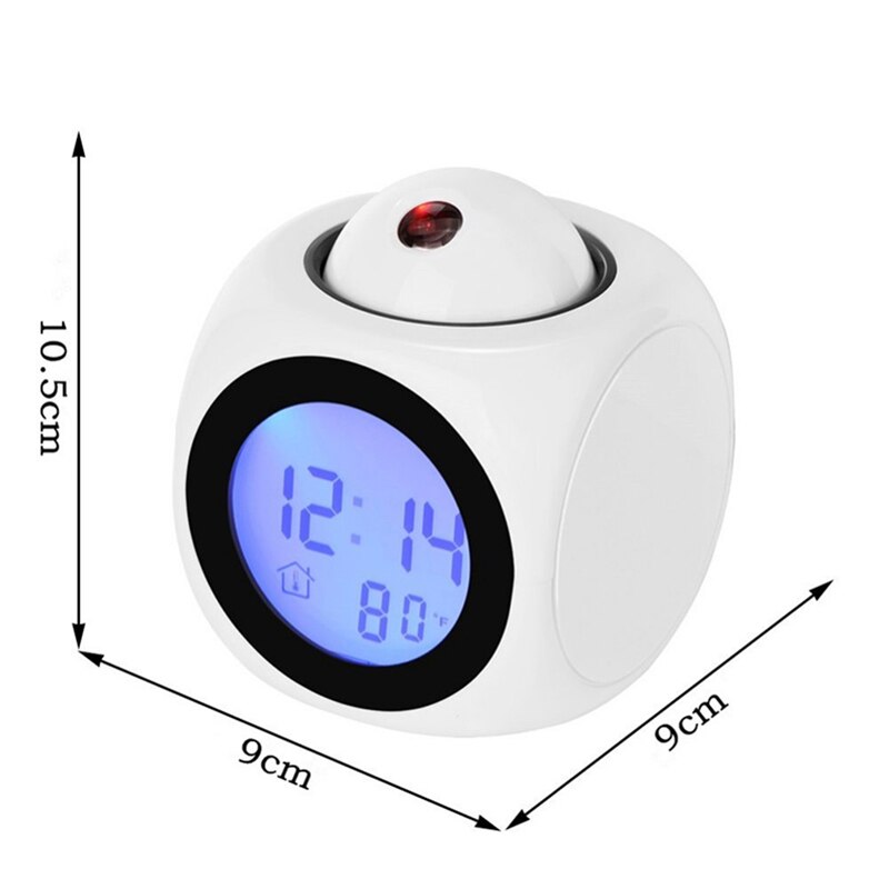 QMJHVX horloge de Projection alarme | Numérique LCD, Snooze température, anglais dire l'heure, rétro-éclairé, cloche réveil