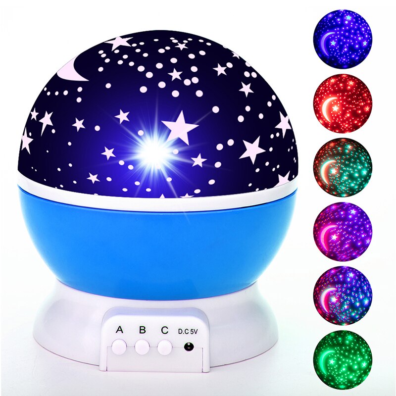 Starry Rotating LED Floodlight for Bedroom Baby Table Lamp Decorative Nursery Moon Galaxy Light Fixture,Child Birthday