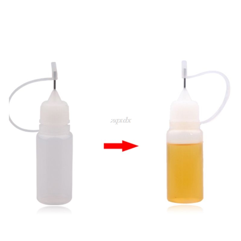 5 x10ml tomma plastflaskor för vätskedroppar med metallnål
