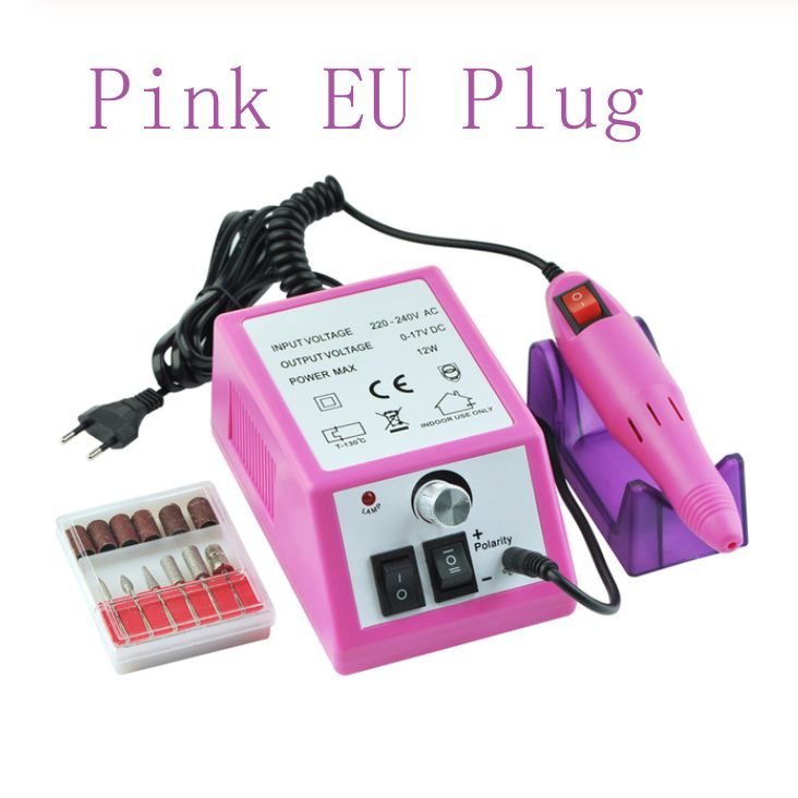 20000RPM Manicure Machine Electric Nail Drill Machine Milling Nail Art Cutters Equipment Set Nails Drill Bit Tools Accessories: Pink EU Plug