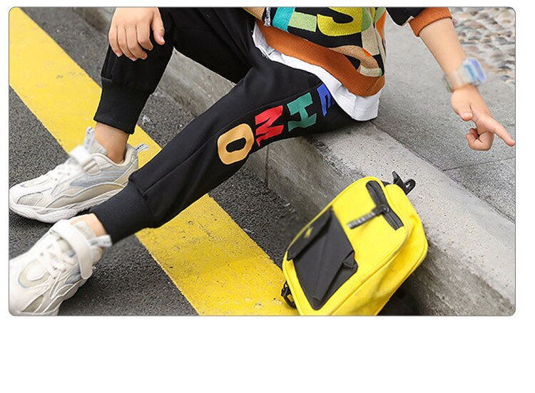 Spring Autumn Boys Clothing Set Casual Hip-hop Letter Colorful Long Sleeve T-Shirt + Pants 2Pcs Suit Performance Kids Clothes