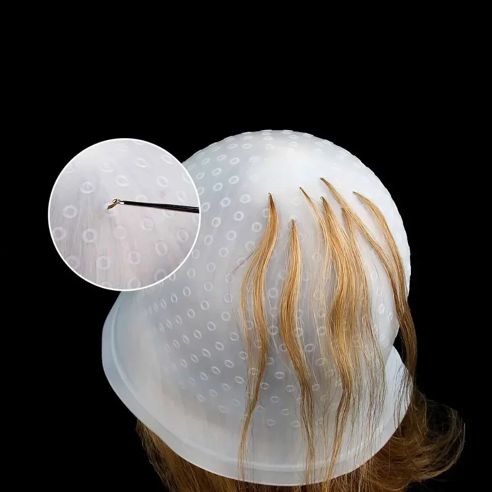Gorro para teñir el cabello de silicona para salón, aguja reutilizable para teñir el cabello, sombrero para glaseado, tinte, herramienta de peinado, accesorios para el hogar