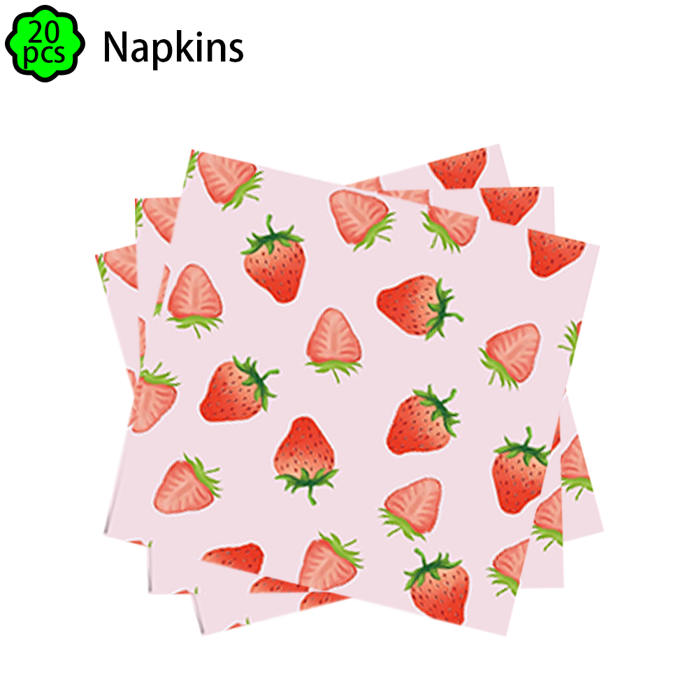 Strawberry party plates cups napkin tablecloth supplies baby shower kids girls birthday supplies Strawberry birthday Party Decor