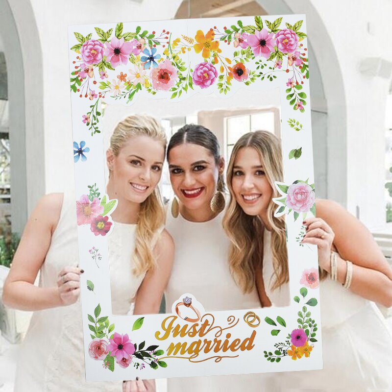Weiß Hochzeit Schild Photobooth Requisiten Papier Foto Verkaufsstand Rahmen Nur Verheiratet Fotografie Requisiten Hochzeit Foto Dekor