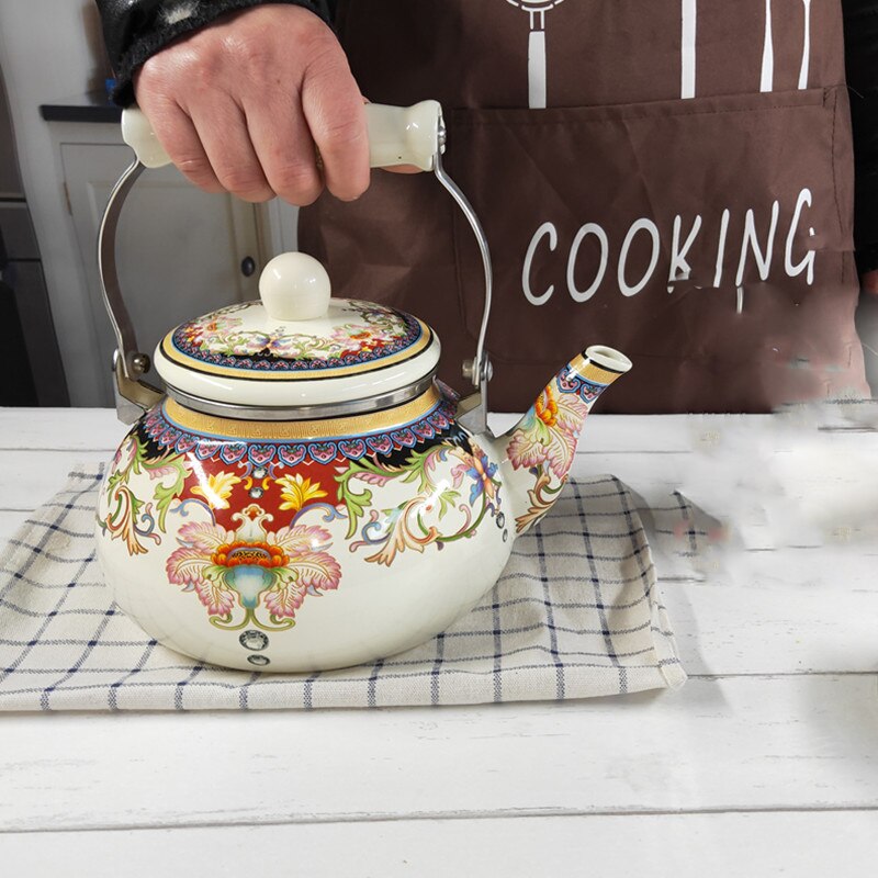 2.5 liter emalj tekanna vattenkokare tekanna kanna vattenkokare tekanna hem gas gas induktion spis emalj kruka visslande vattenkokare vatten karaff: Default Title