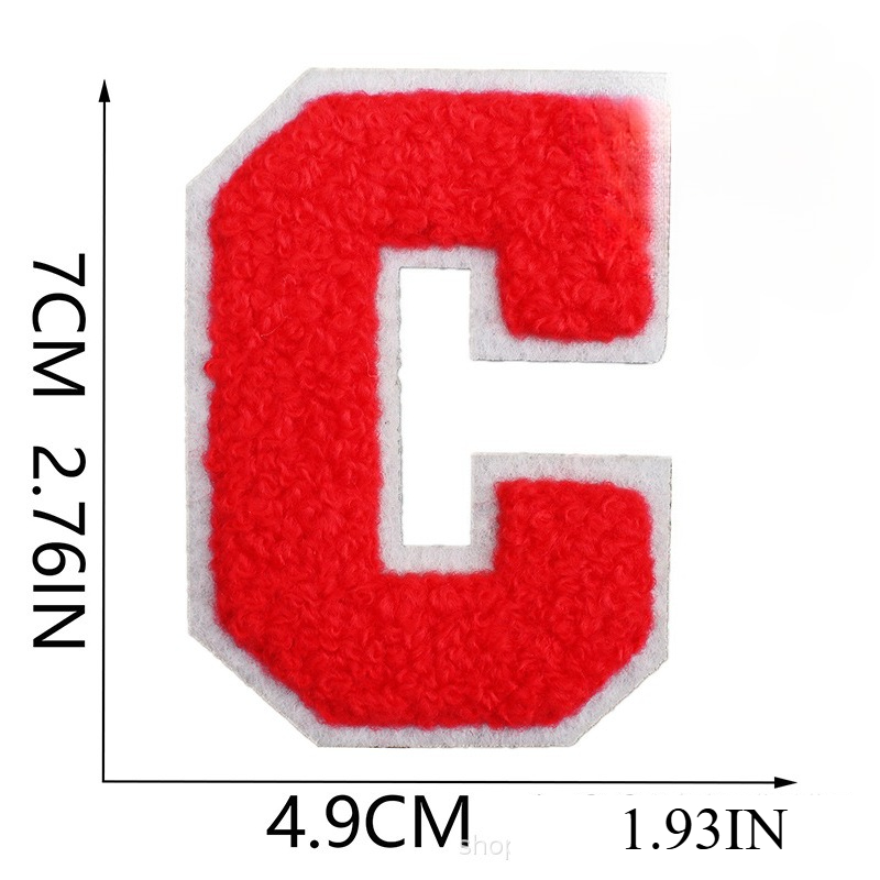 7Cm White Background Red Character Embroidery Cloth Sticker English Letters Towel Embroidery Patch Sticker Computer Embroidery