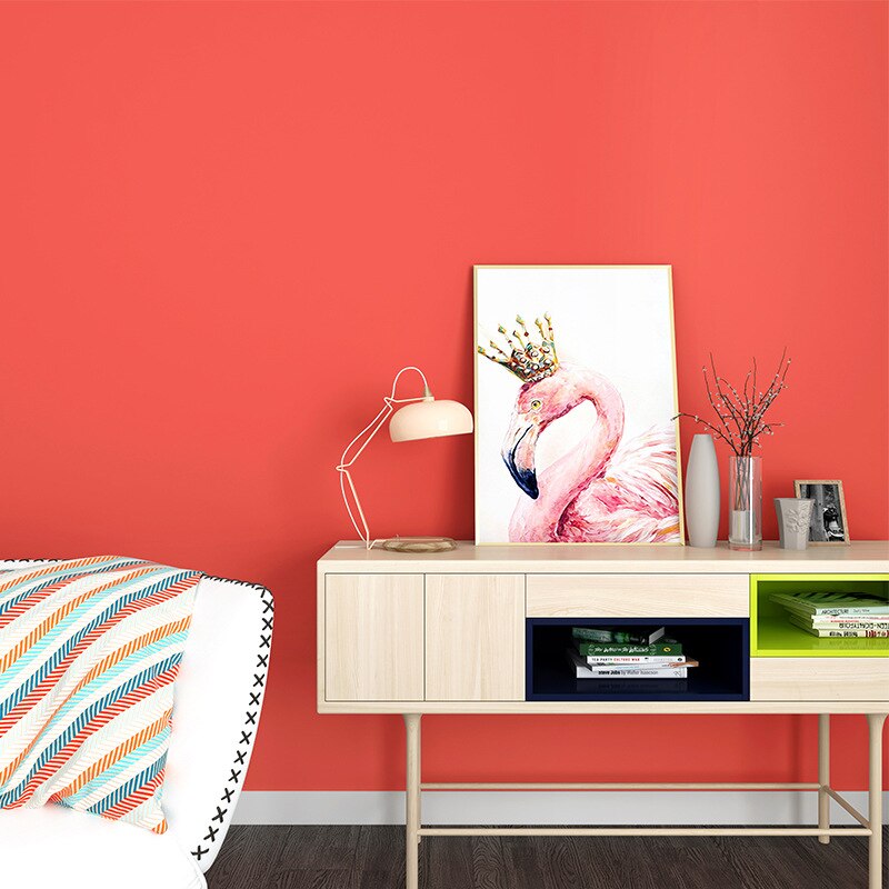 Red wallpaper solid solid color modern simple living room bedroom wine red TV background retro wallpaper