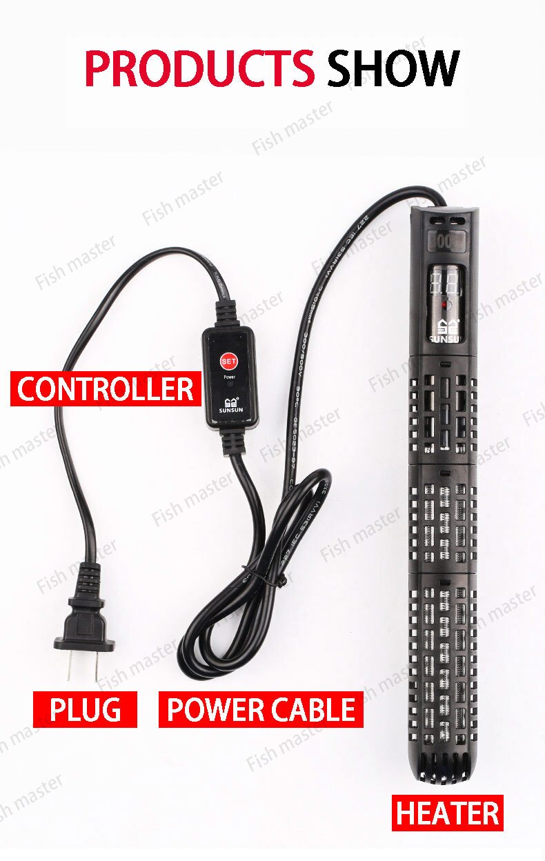 SUNSUN Aquarium Submersible Heater Fish Tank LCD Display Digital Adjustable Water Heating Rod Constant Temperature Control