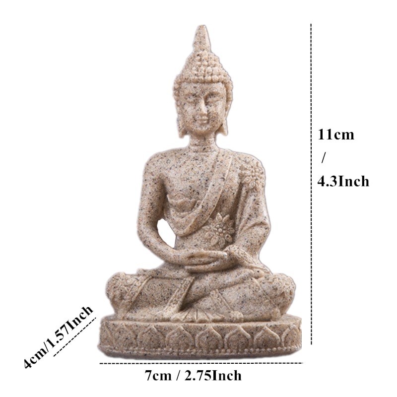 VILEAD Buddha Statue Thailand Buddha Skulptur Hindu Fengshui Figur Meditation Miniatur Innenraum Heimat Dekoration Handwerk: Sand Buddha 134