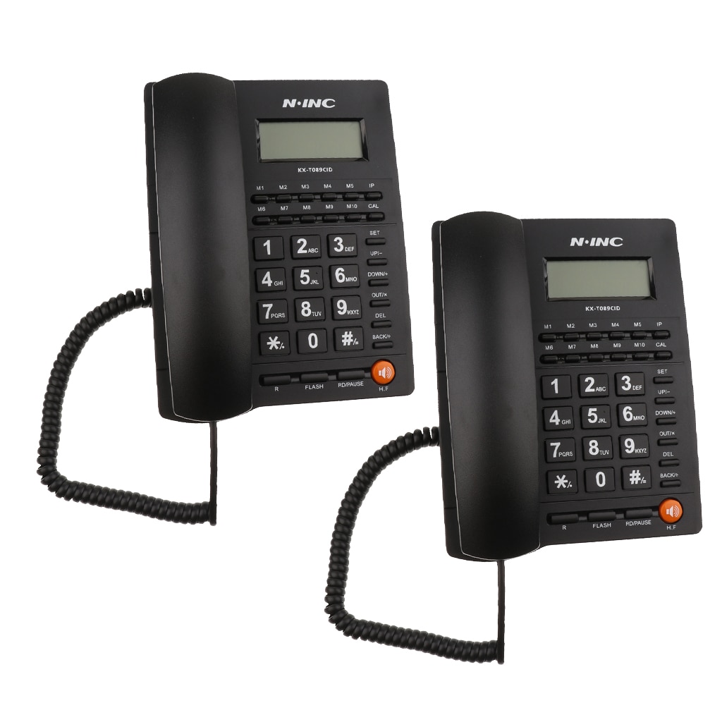 2x telefone fixo com fio telefone desktop para escritório, casa, hotel, restaurante uso com callback caller id redial