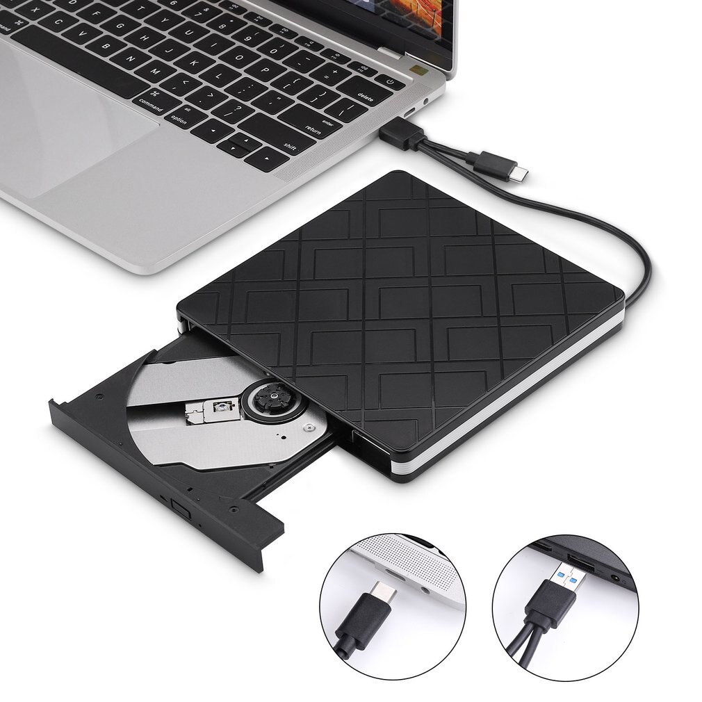 Typec+usb 3.0 stationär dator extern optisk enhet laptop extern dvd-brännare dubbelt gränssnitt enhetsfri plug and play