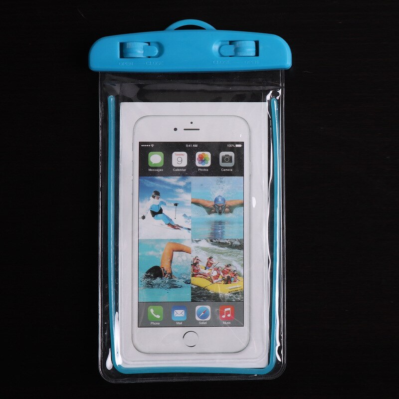 Swimming Bags Waterproof Bag with Luminous Underwater Pouch Phone Case For iphone xr 6 6s 7 8 plus universal all models 6.5 inch: blue