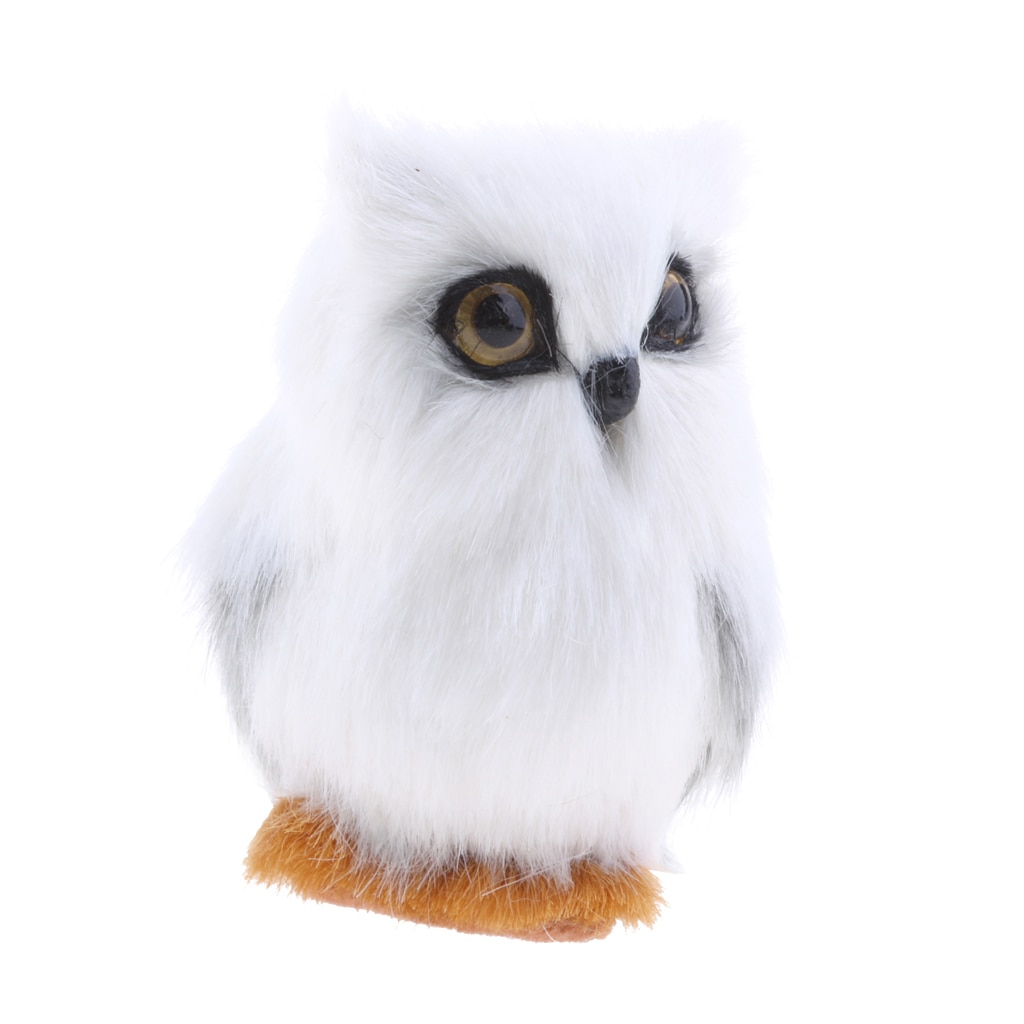 Artificial Feathered Owl Christmas Ornament Decor Adornment Simulation White