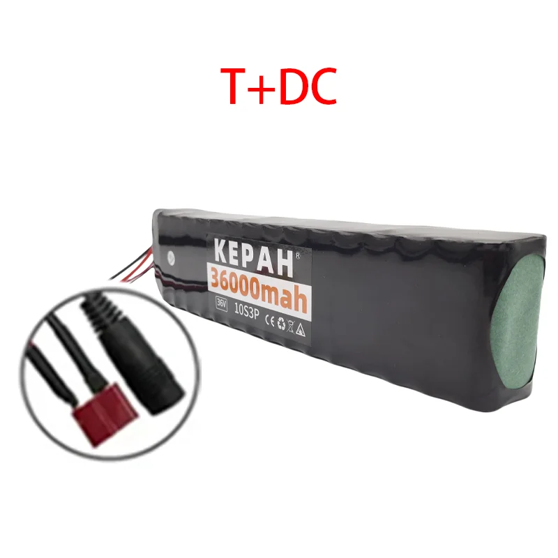 36 V 36 Ah wiederaufladbarer Lithium-Akku 18650 10S3P 500 W Leistung modifizierter 36 V Elektroroller-Akku mit BMS, SYP XT60 JST: Orange
