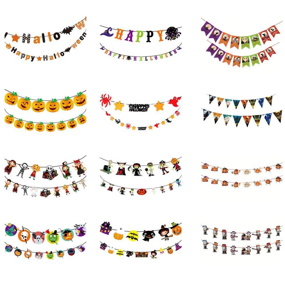 3m halloween trekant pull flag flagermus kranium græskar papir banner halloween fest dekorationer græskar bunting flag party levering