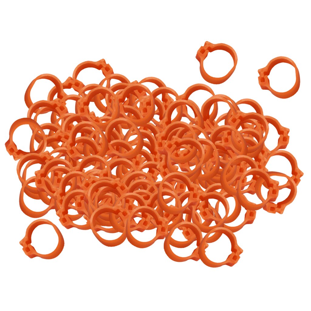 100pcs Colorful Bird Pigeon Leg Ring Bands Identification Snap Ring: Orange