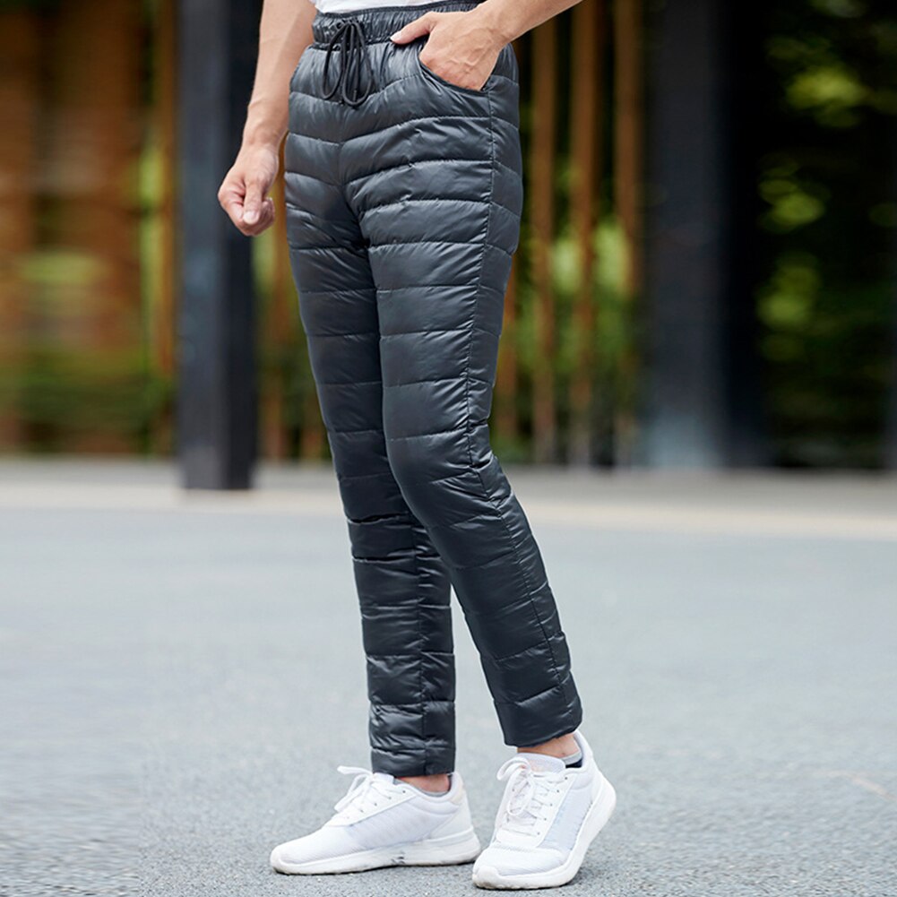 Winter Men Women Goose Down Pants Outdoor Camping Skiing Pants Thicken Waterproof Warm Slim Trousers