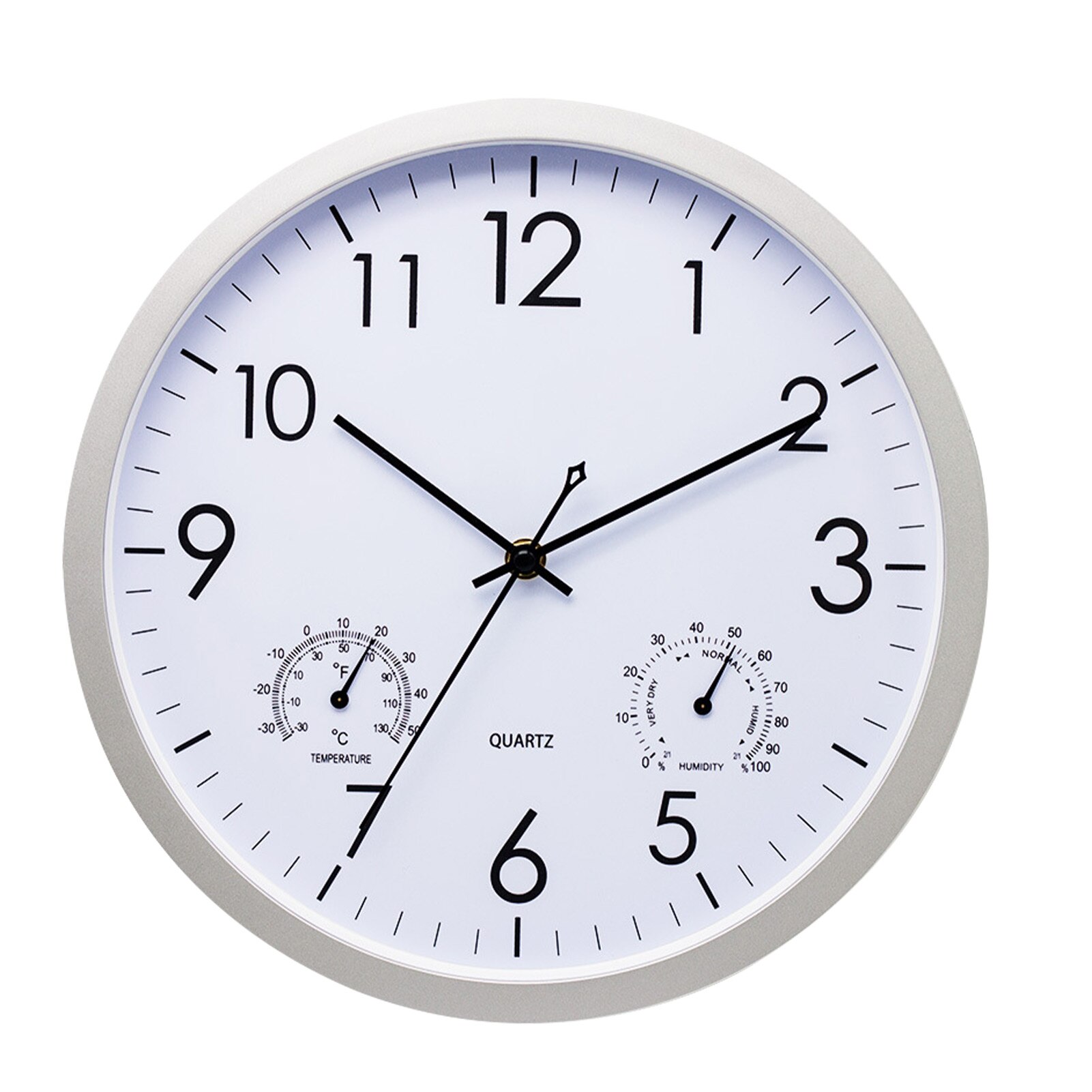 12inch Battery Operated Home Decoration Large Round Temperature Humidity Office Wall Clock Hanging Kitchen Livingroom Garden