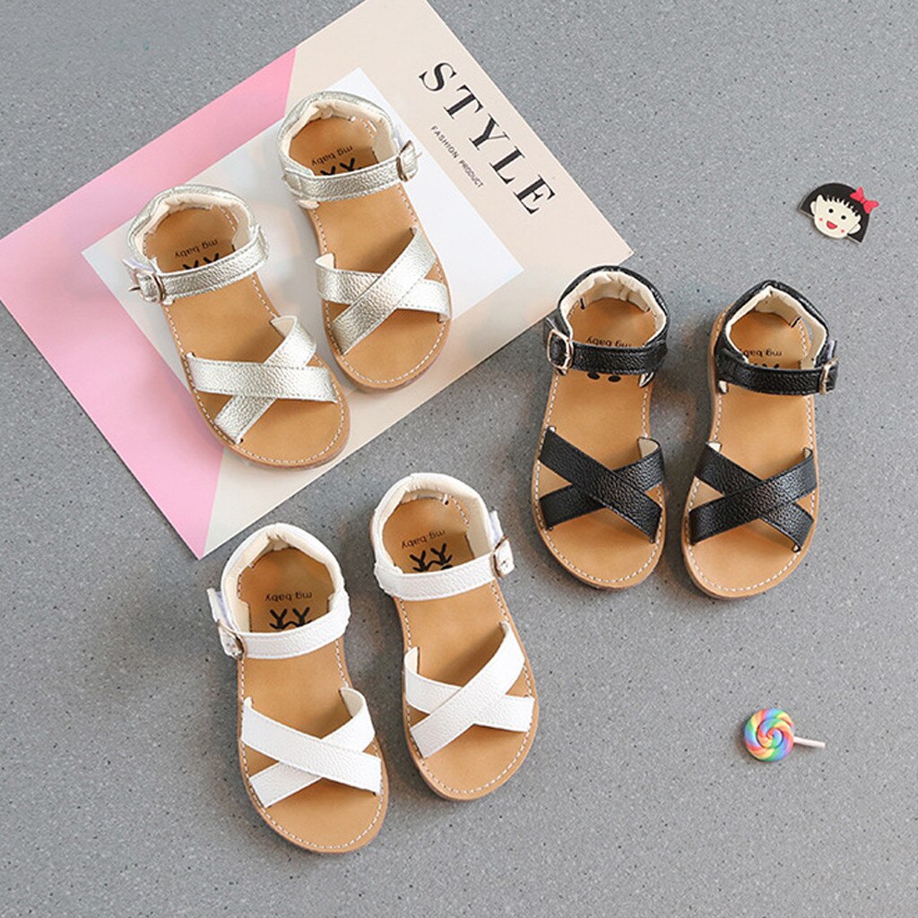 Summer Children Kids Girl Boy Outdoor Soft Cross Sandals Slippers Shoes Anti-Slip Hook & Loop Baby Shoes