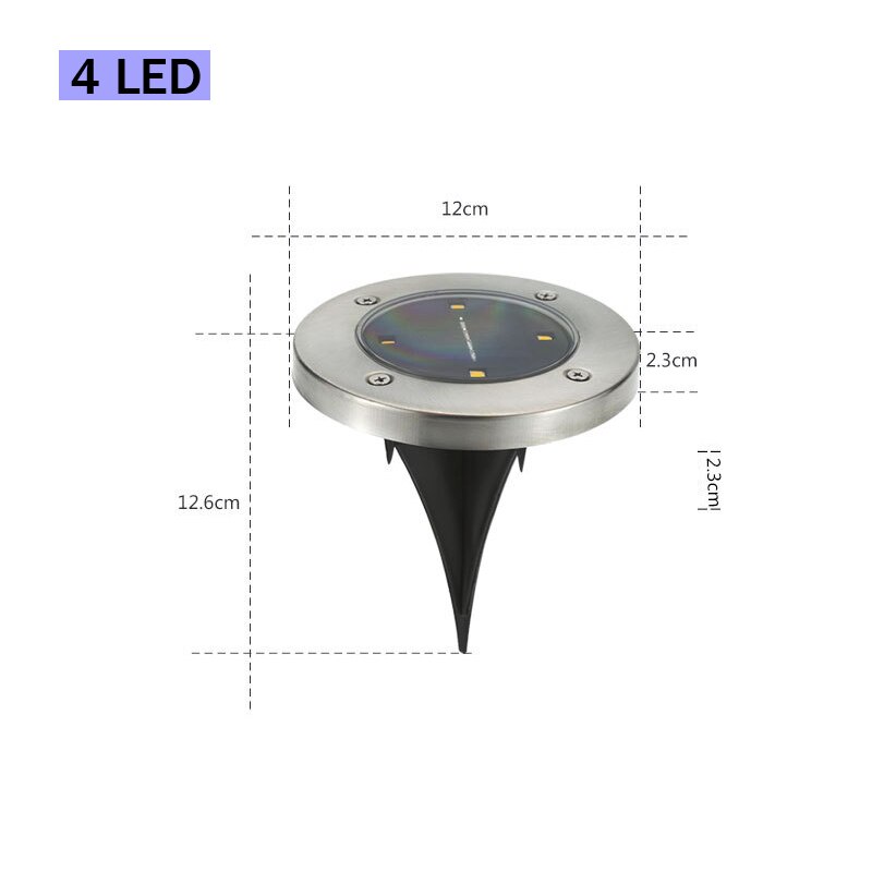 4PCS LEDNew Intelligent Light Sensing Switch Solar Stainless Steel Outdoor Waterproof Lawn Garden Floor Lamp Christma Decoration: 4LED 4PCS / white light
