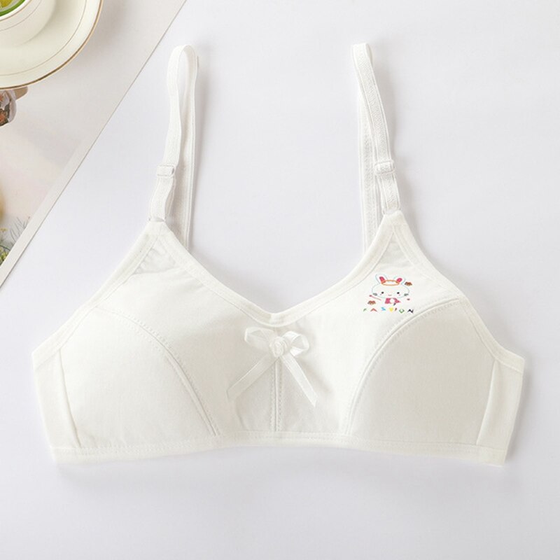 Cotton Training Bra for Teen Girls Underwear Adolescente Teen Bra Tops Crop Small Vest Kids Underwear 10-13Y Puberty Clothing: White