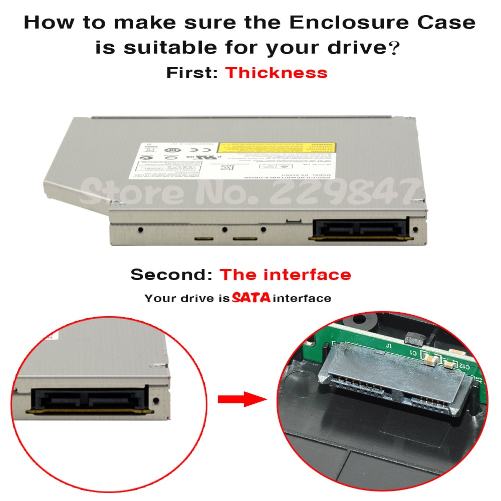 12.7Mm Usb 3.0 Externe Dvd/CD-ROM Case Voor GT32N GT31N GT50N GT80N GT60N GT30N Optische Schijf Sata externe Dvd Behuizing