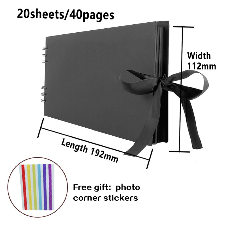 80 Pages DIY Craft Photo Albums for Mate Paper Scrapbooking Picture Album Wedding Birthday Anniversary Photos for Boyfriend: Black 20 sheets
