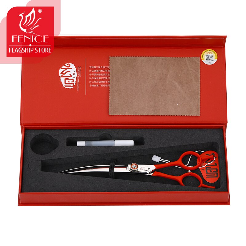 Fenice, tijeras para perros de 6,5/7 pulgadas, en tijeras de peluquería canina, tijeras curvas de corte, tijeras