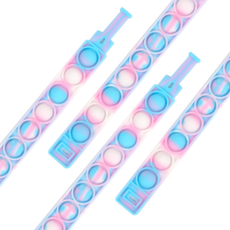 Pops bubble jego fidget proste dołek rainbow silikonowa bransoletka zabawka anty stres releif lęk sensory dla adhd autyzm dzieci: pink white blue 1pc