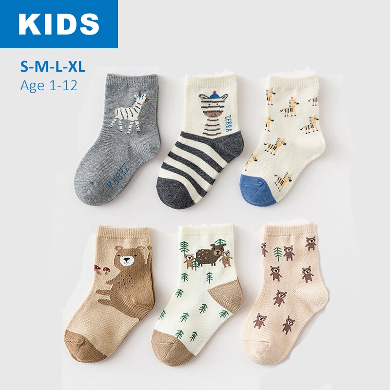Calcetines de invierno de algodón de corte medio para niños, tallas s-xl, paquete de 3