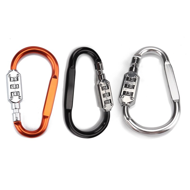 Helmet Locking Carabiner Anti-Theft Bike Motorcycle Helmet Lock with Resettable Code PIN Spring Combination Lock
