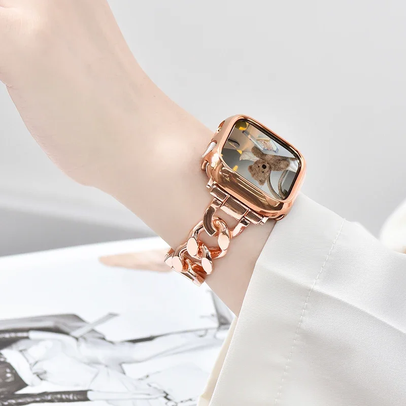 Correa de Metal para Apple Watch Ultra 49mm 10 9 8 7 banda 42mm 45mm 46mm pulsera de cinturón para mujer iWatch Series 6 SE 40/41/44mm