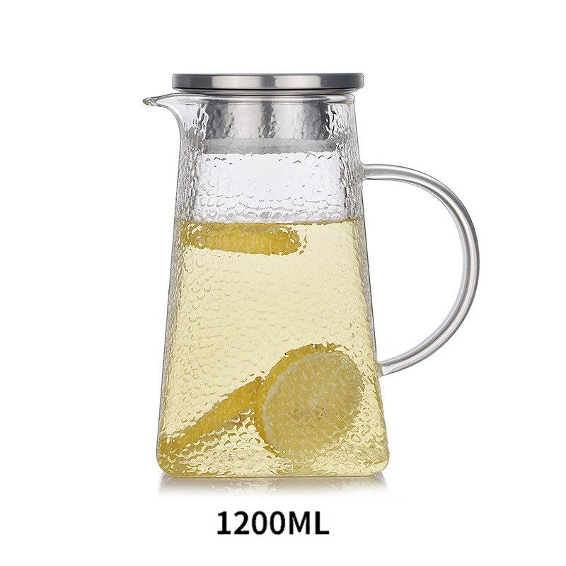 1 kpl lämmönkestävä vasara lasi viileä valkoinen avoin vedenkeitinsarja korkea boorisilikaattilasi kotitalouksien läpinäkyvä mehukannu vesikattilat: 1200ml