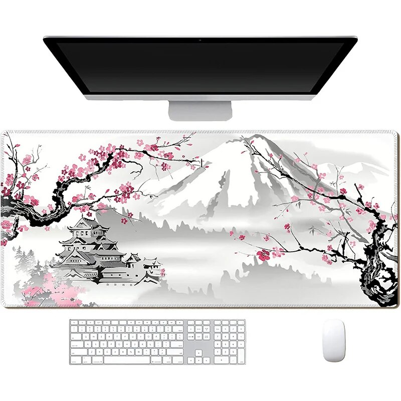 Alfombrilla de ratón Gaming XL Home HD Sakura japonesa flor de cerezo XXL teclado antideslizante alfombra de oficina alfombrilla de ratón para ordenador portátil