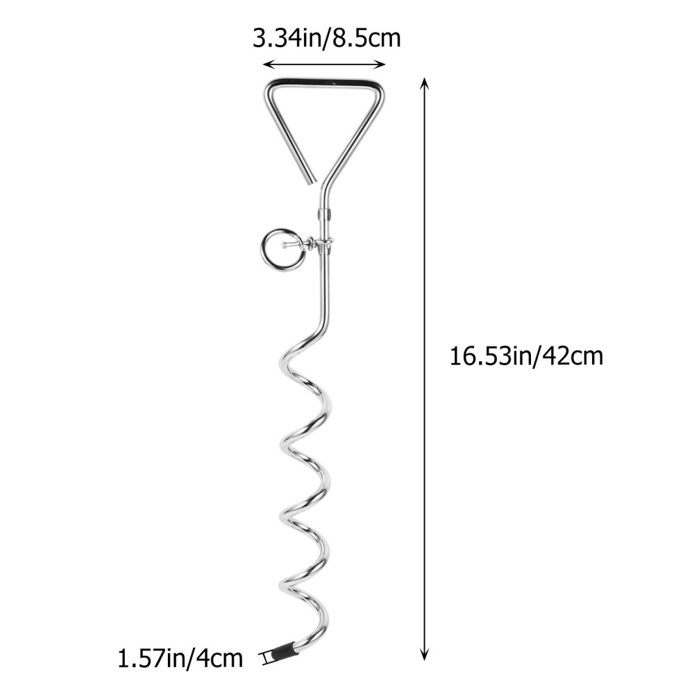 1pc Dog Tie Out Stake Screw Anchor Down Post Stainless Steel Dog Tie Chain Puppy Spiral Stake Spiral Traction Dog Pile Pet Leash