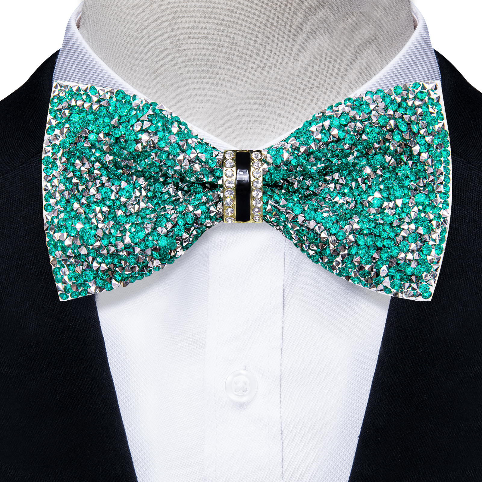 Pajaritas con diamantes de imitación brillantes para hombre, pajarita con lentejuelas de diamantes preatada y longitud ajustable para de boda: Naranja