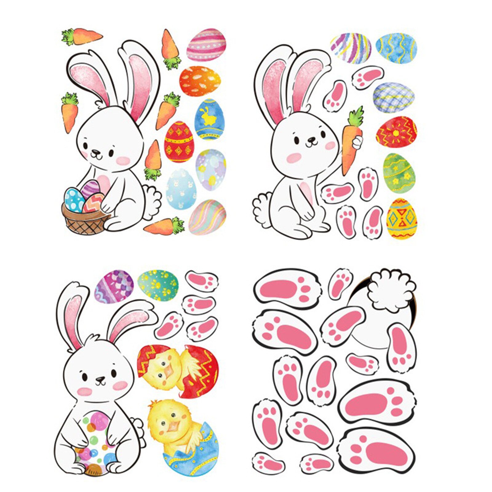 Happy Easter Bunny Egg Electrostatic Sticker Window Glass Refrigerator Sticker Home Decoration Mall Easter Wall Stickers#30