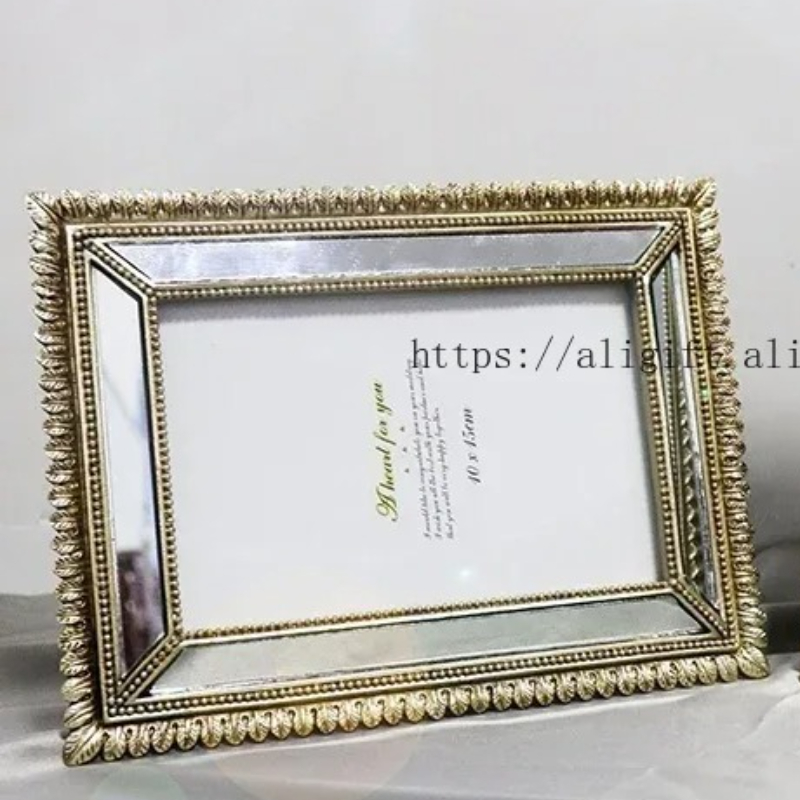 Spiegelglas fotolijst 6-inch platform Vintage gesneden klavertje vier Platform High-end prachtige fotolijst woondecoratie