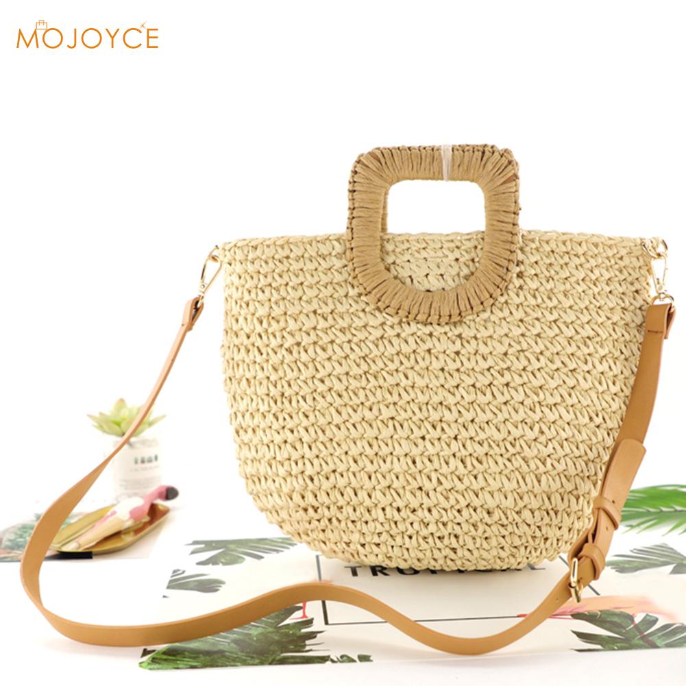 Handgemachte Sommer Strand Rattan Gewebt Stroh Tasche Sommer Frauen Bote Umhängetaschen Mädchen Kleine Strand Handtasche
