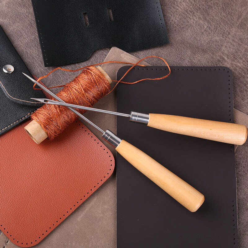 KAOBUY 2PCS Leather Wood Handle Sewing Awl For Leather Craft Sewing Hand Tools Accessories Durable Awl