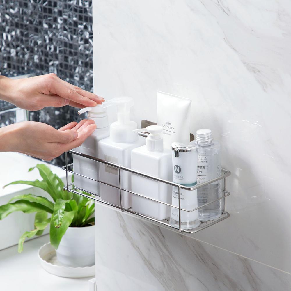 304 rustfrit stål badeværelseshyldeholder brusekabine kosmetisk shampoo holder kurv væg hylder badeværelse organisator