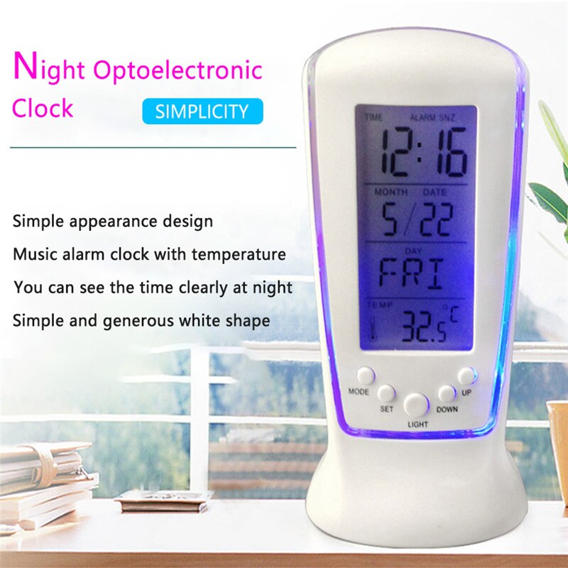 Digitale Kalender Temperatuur Led Digitale Wekker Met Blauwe Achtergrondverlichting Elektronische Kalender Thermometer Led Klok Met Tijd