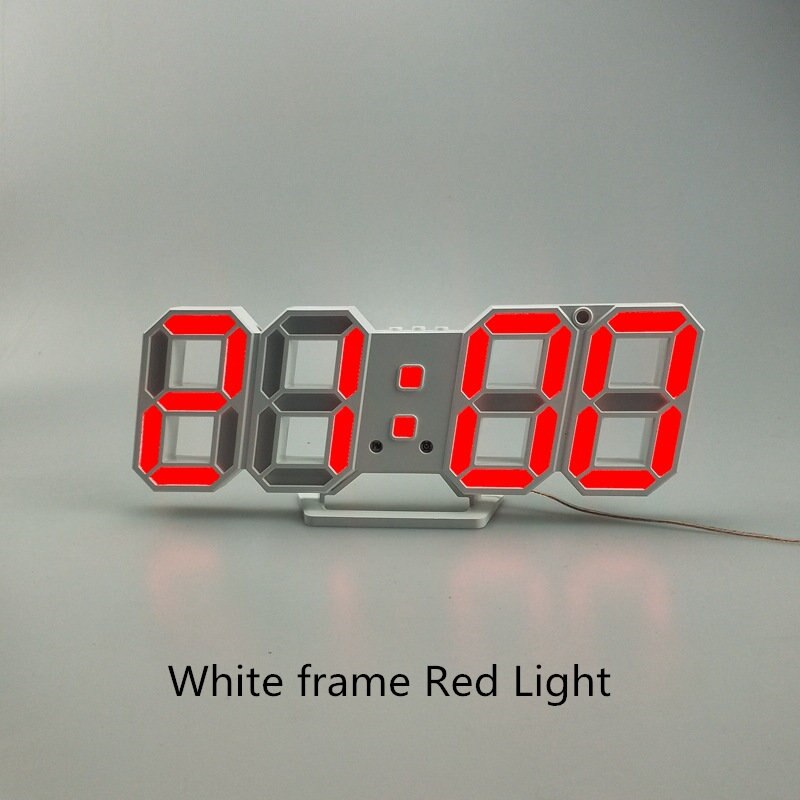 3d led vægur moderne digital ur ur vækkeur nat lys ur dekorere til hjemmet stuen: Rød a