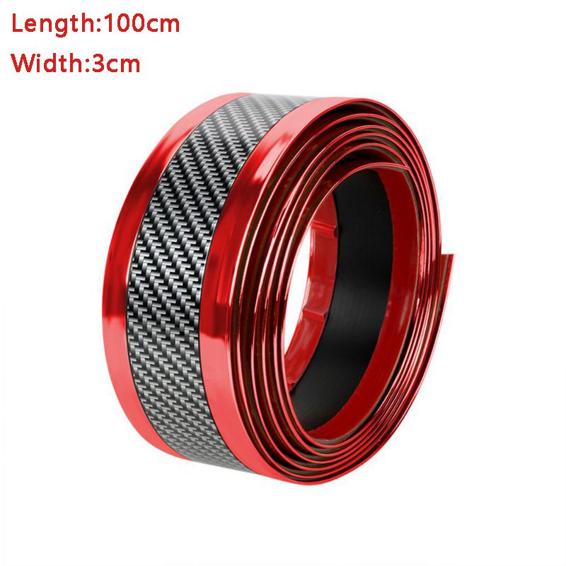 Universal Auto Car Door Protector Rubber Moulding Strip Rubber Threshold Cover Panel Step Protector Sticker Car Styling: 100x3cm    red