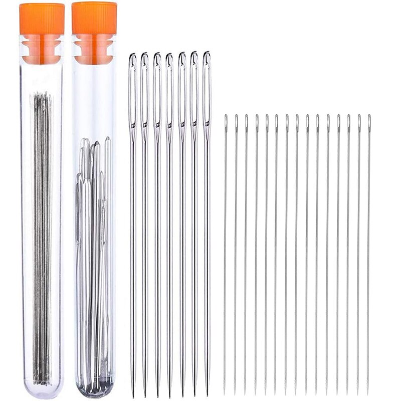 Imzay agujas de coser de ojo grande, aguja de costura de ojo grande, agujas para adornos de cuentas, agujas de punto de cruz tapicería cosida a mano, herramientas
