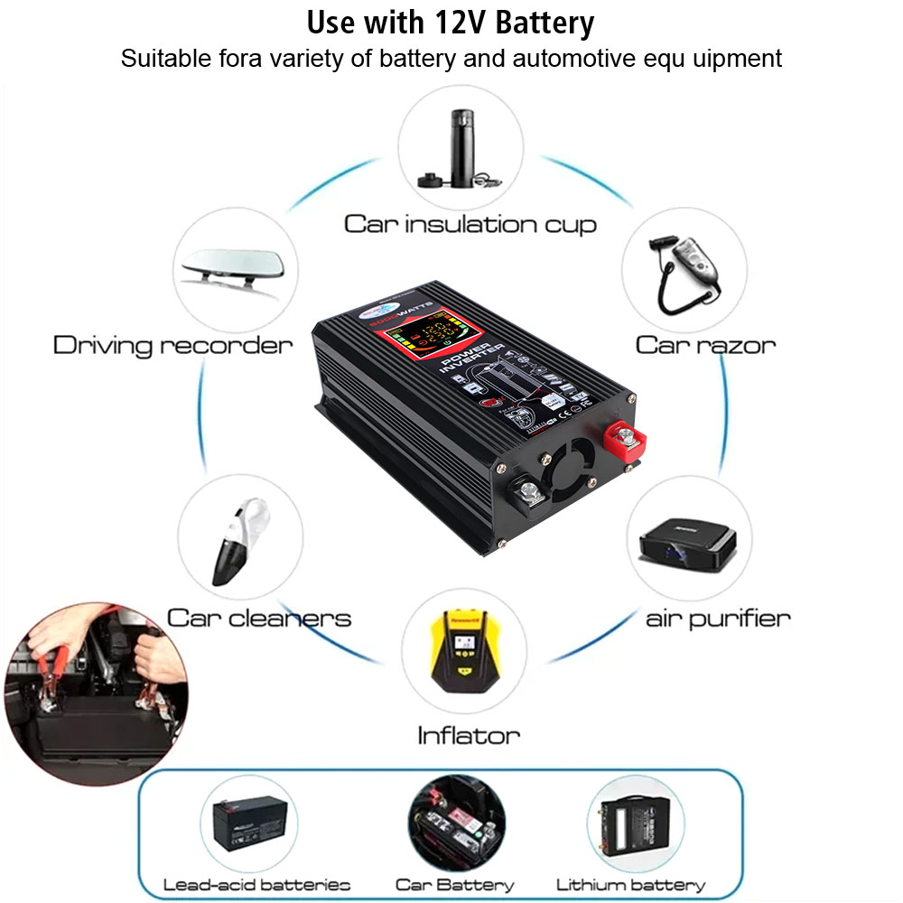DC 12V To 220V Socket With 4.2A USB Car Power Invertor Car Accessories Vehicle-Mounted Household AC Converter Universal 6000W